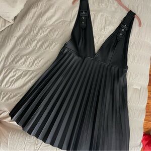 NWT Zara Faux Leather Pleated Mini Dress/Tunic